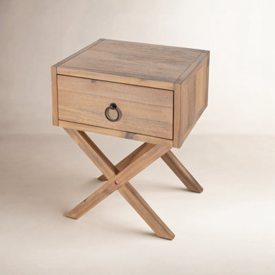 Elin 1-Drawer Acacia Nightstand