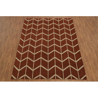 Stylish Modern Chevron Rug in Warm Earth Tones 9x12