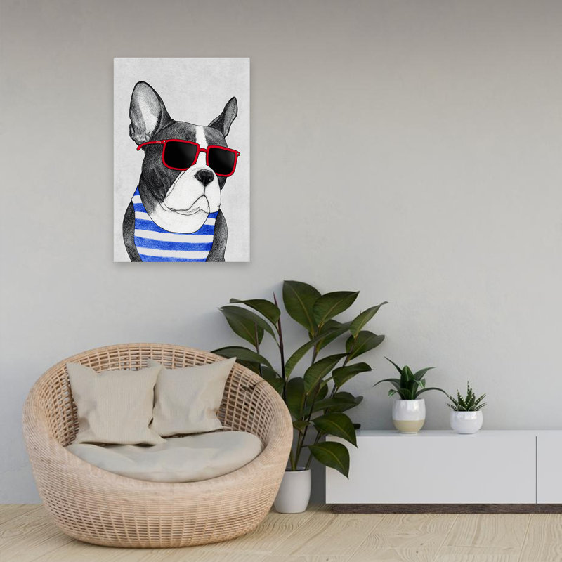 Frenchie Summer Style - Urban, Pop, surréalisme, chiens, art, H 24 po x l 16 po