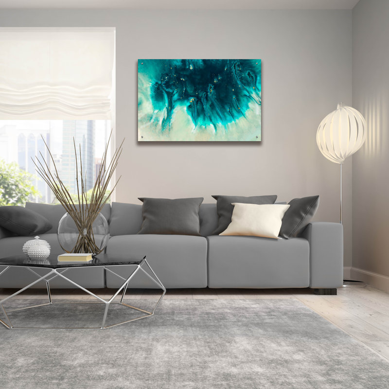  «Aqua Echoes» par Petra Meikle de Vlas, art mural en verre, 36 po x 24 po, H 24 po x l 36 po