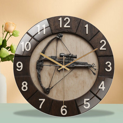 Horloge avec arbalète et Scope Art - horloge murale moderne en verre 12 po