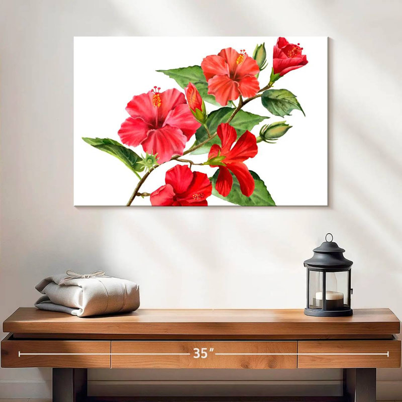 Branche de fleur d'hibiscus, H 16 po x l 24 po