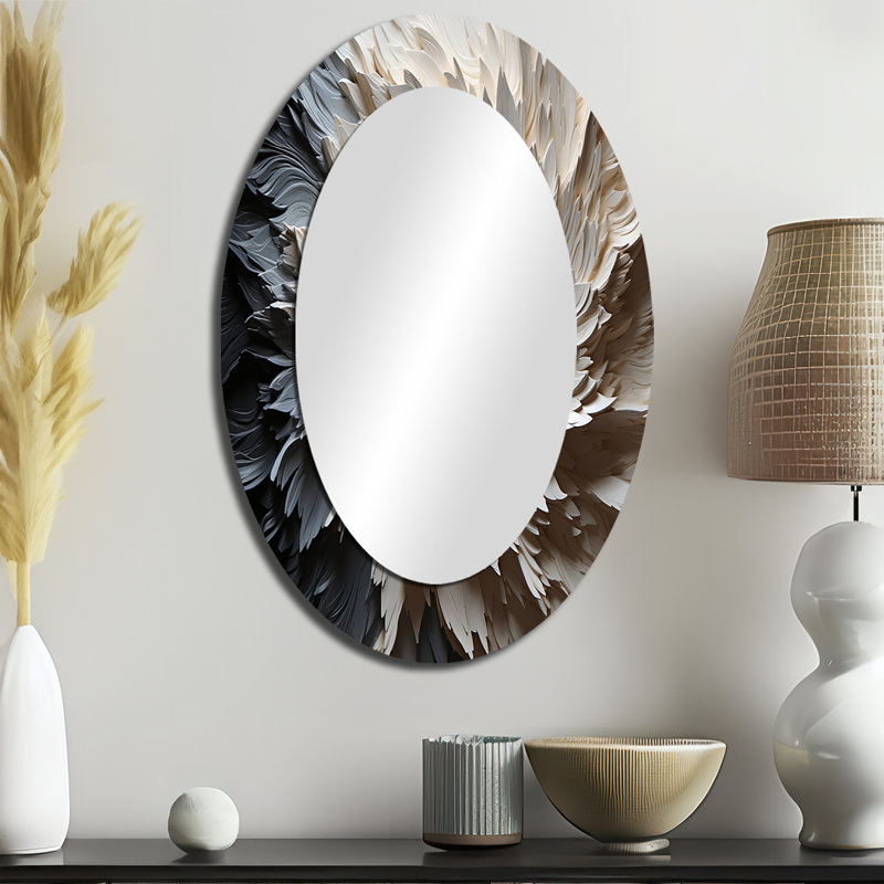 Minimalisme beauté Serenity Art I - grand miroir mural ovale sur métal, H 36 po x l 24 po
