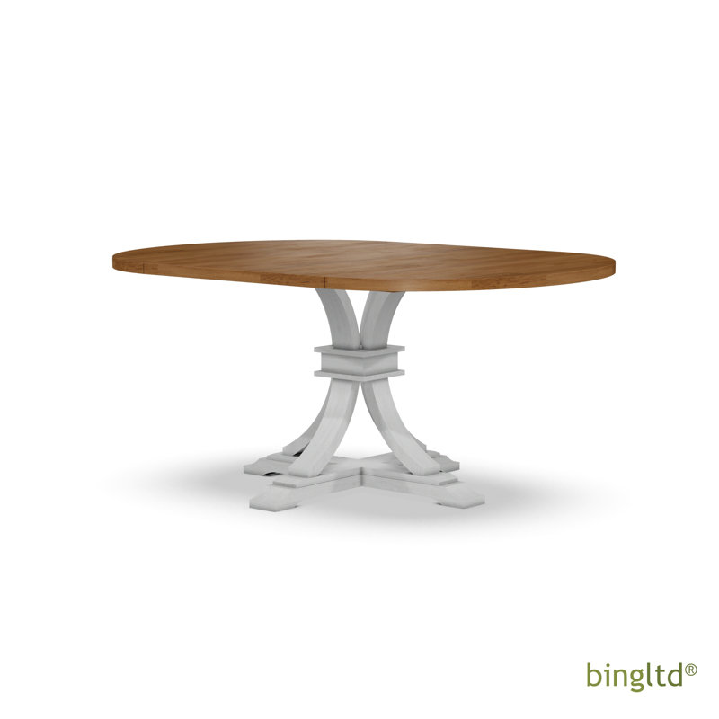 Ladislav Extendable Round Dining Table, Wheat/Chalk
