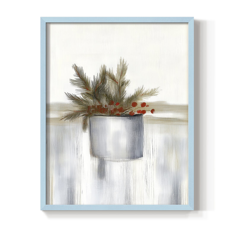 «Christmas Holiday Art CDXV», reproduction d'art encadrée - bois massif, H 11 po x l 9 po, Bleu