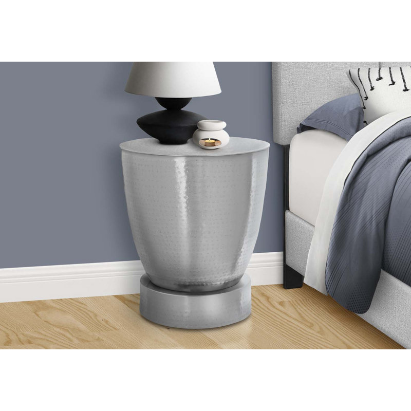 Tambour, table d'appoint, pour salon, chambre à coucher, Argent argent
