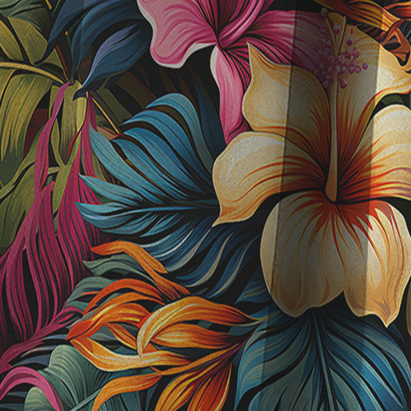 Hibiscus multicolore fleurs tropicales IV - Rideau floral - Rideau occultant - 1 panneaux, L 52 po x L 63 po