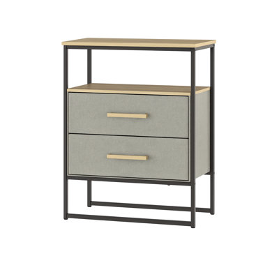 Zana 2 Drawer Fabric Storage Dresser – Durable Metal Frame, Sag-Proof Drawers & Wooden Top Shelf