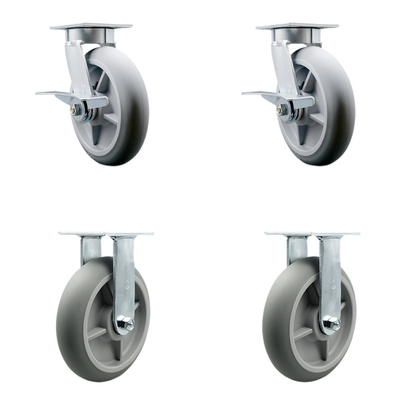 4 Piece Kingpinless Thermoplastic Rubber Caster Set