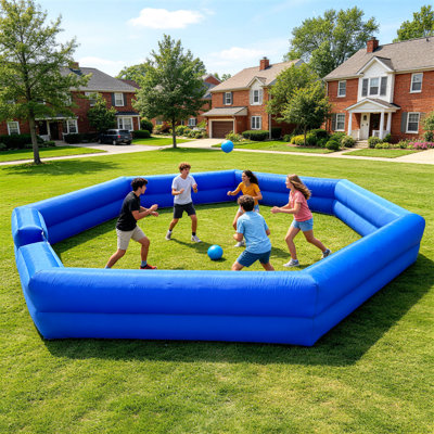 20FT Inflatable Gaga Ball Pit, Quick-Setup with Built-in blower  inflatable foam pit Arena for Outdoor Sports, Parties & Community Games (Blue)