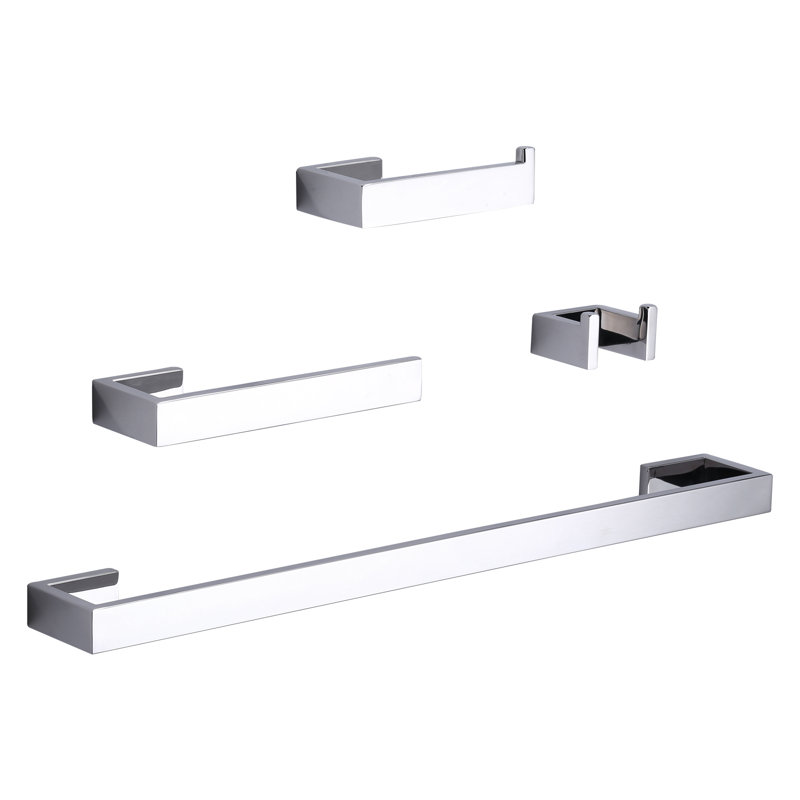 4 - Piece Bathroom Hardware Set, Silver