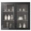 Armoire de style rétro avec portes en verre brumeux - 2 tablettes réglables en acier noir pour salle de bain