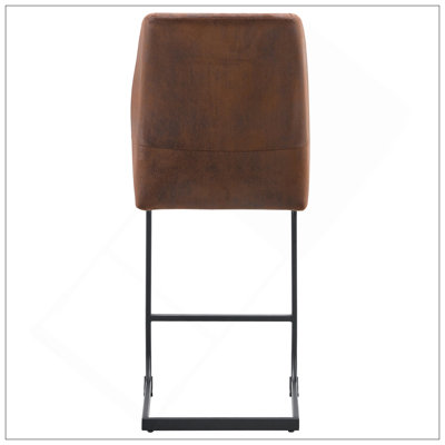 A Set Of Two Brown Chairs, Including Suede Cushions And Black Metal Legs. Small Size, Suitable For Select Groups, Suitable For Dining Room, Kitchen, Terrace And Guest Office Chairs (Set Of 2)