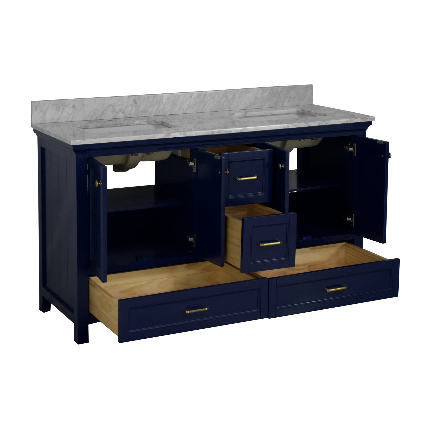Maven 60'' Double Bathroom Vanity, Royal Blue