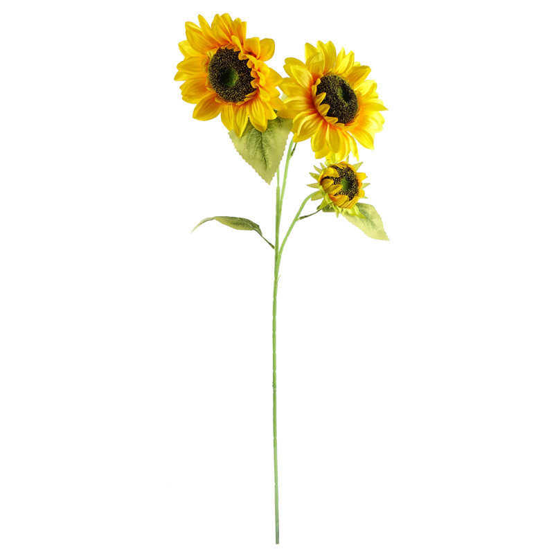 Pack of 6 x 88cm Yellow Sunflower Stem, Yellow