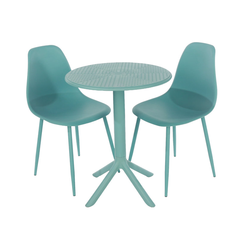 Athens 2 - Person Patio Dining Set with Round Table, Blue