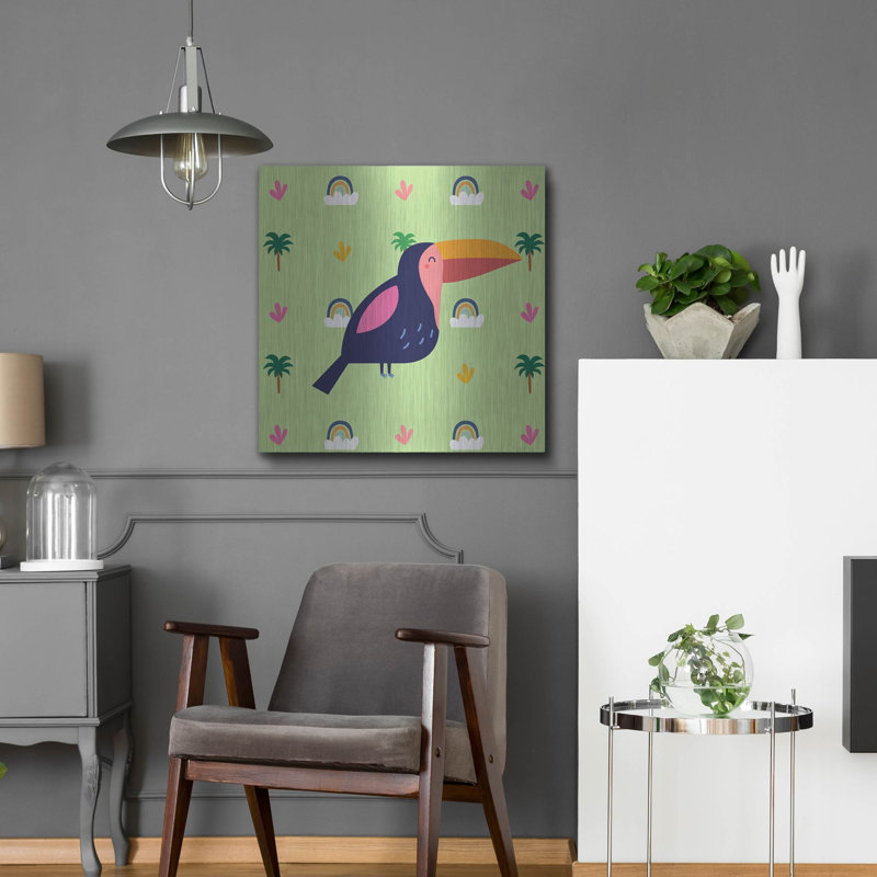«Cute Tucan», art mural en métal, H 24 po x l 24 po