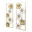 Ensemble de 2 panneaux décoratifs muraux en métal doré et blanc à motif floral 3D, décoration intérieure rustique moderne