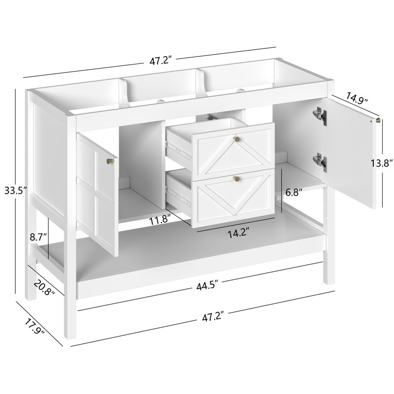 48'' Single Bathroom Vanity Base Only, white
