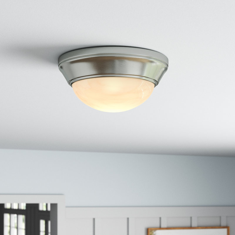 Plafonnier encastré 2 lumières Rowan, Nickel brossé, H 6,5 po x l 14 po x P 14 po