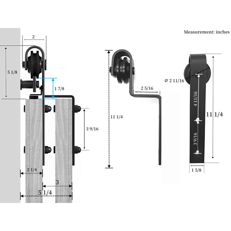Low Ceiling Single Bypass Double Door Barn Hardware Kit, 192 in.