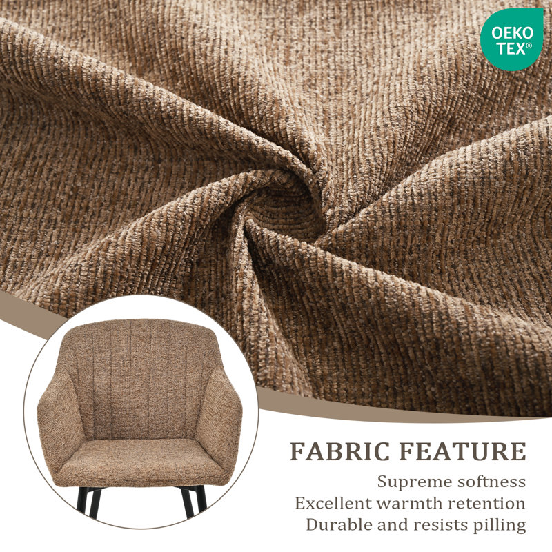 Ohio Upholstered Dining Chair, 6, Brown Chenille