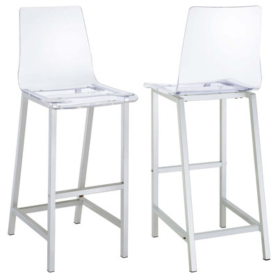 Tabourets de bar transparents et chromés (ensemble de 2)