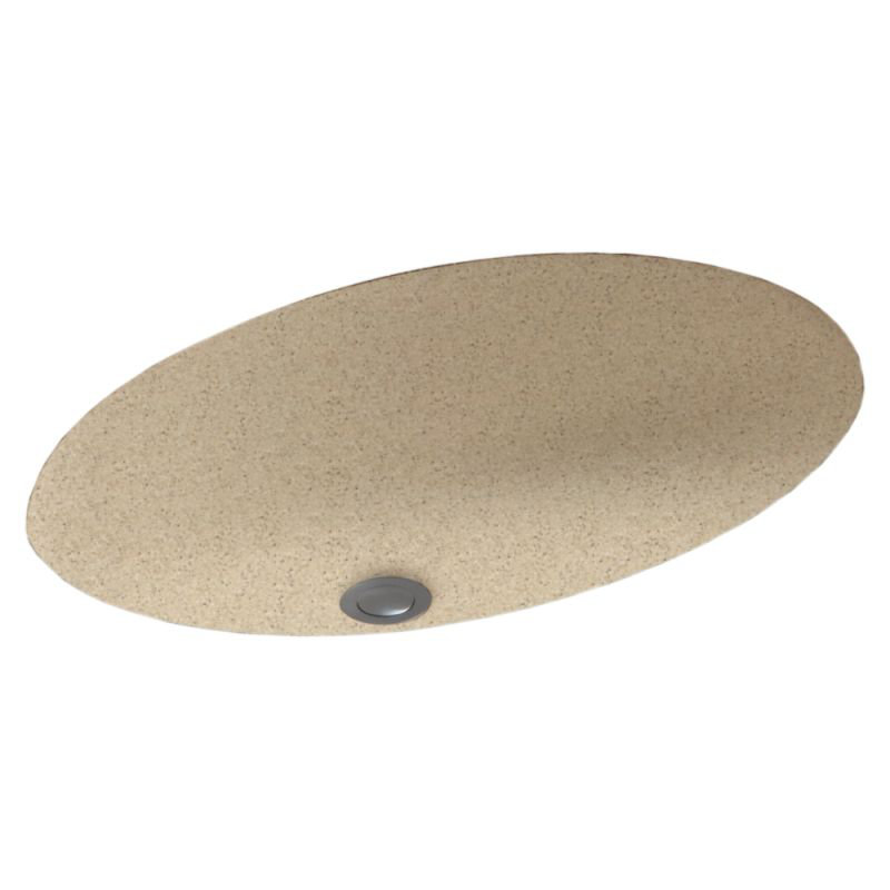 Lavabo de salle de bain ovale encastré avec trop-plein, Sable des Bermudes