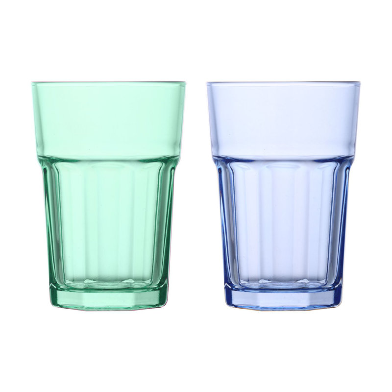 365ml Highball Glass, Green/Pink/Grey/Purple, 6