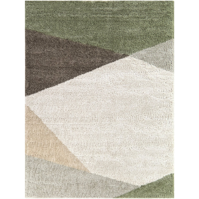 Tapis géométrique moderne Les Cream, Rectangle 5 pi 3 po x 7 pi