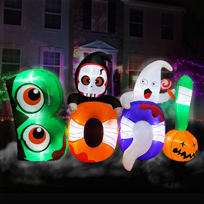 Ensemble gonflable d'Halloween Boo avec squelette