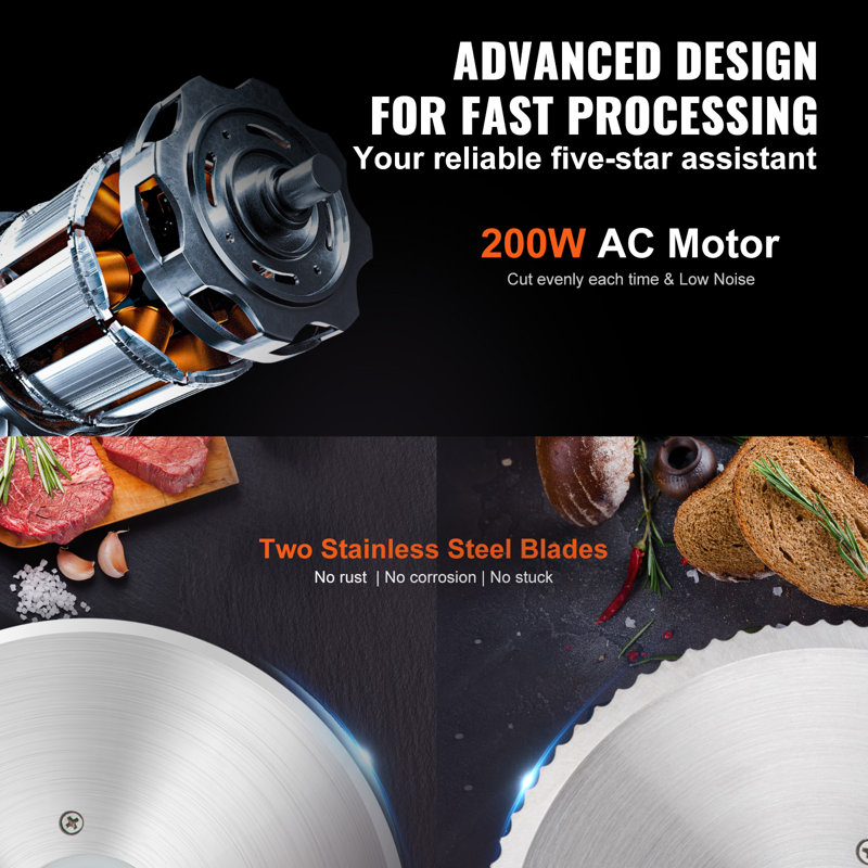 VEVOR 7.5" Silver Electric Meat Slicer with Blade Guard