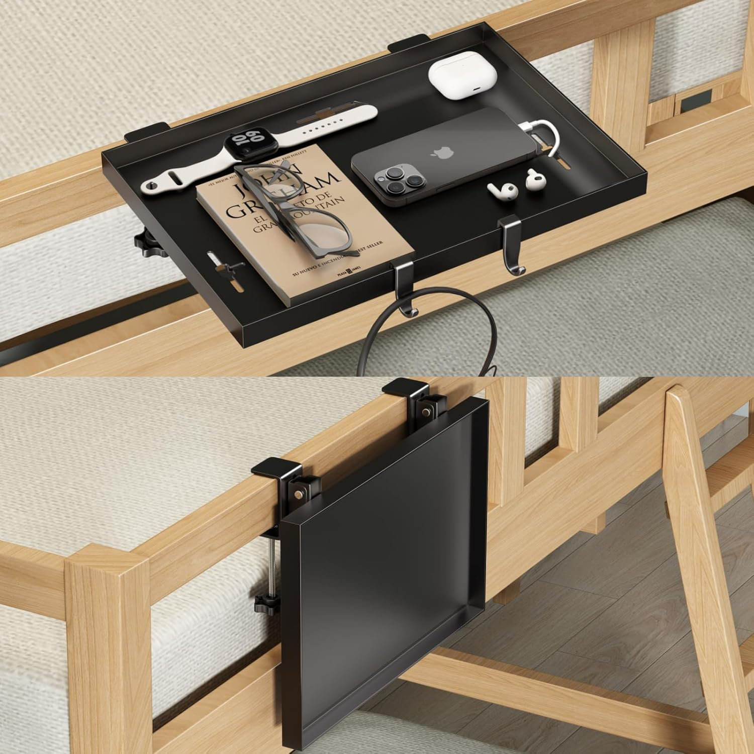 Prep & Savour Foldable Clip-On Bedside Shelf For Bunk Beds Heavy Duty