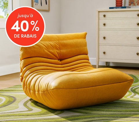 Meubles d'appartement jusqu'à 40 % de rabais avec chaise longue orange