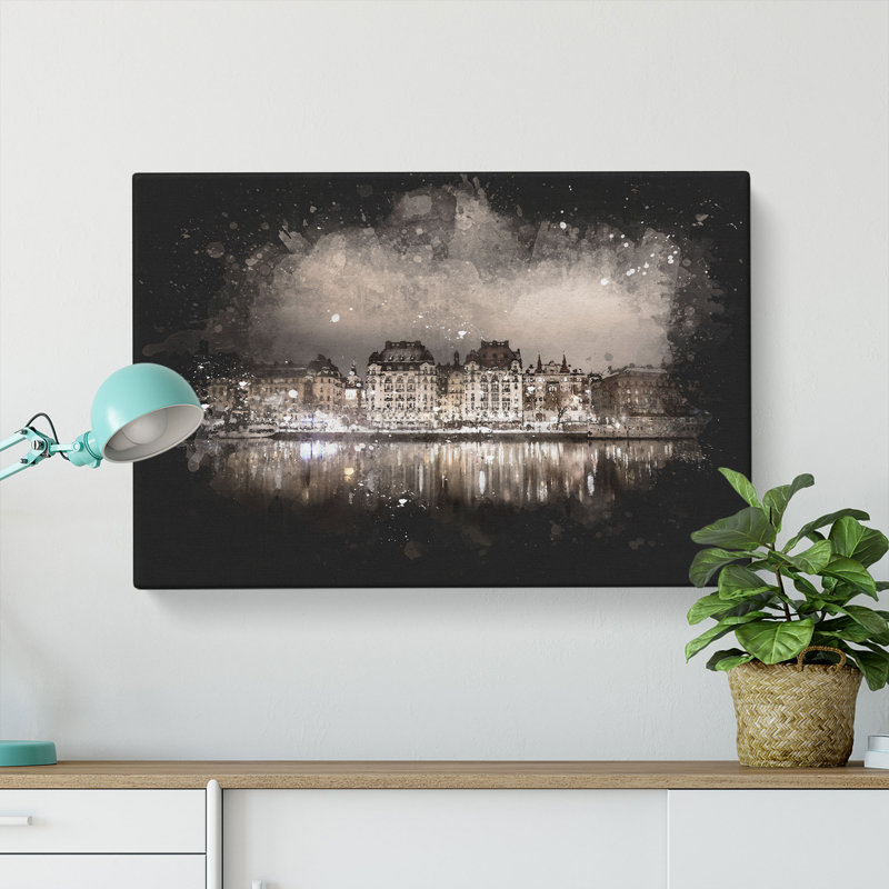 Reflection Of Stockholm In Sweden - Wrapped Canvas Painting, 35cm H x 50cm W x 3cm D