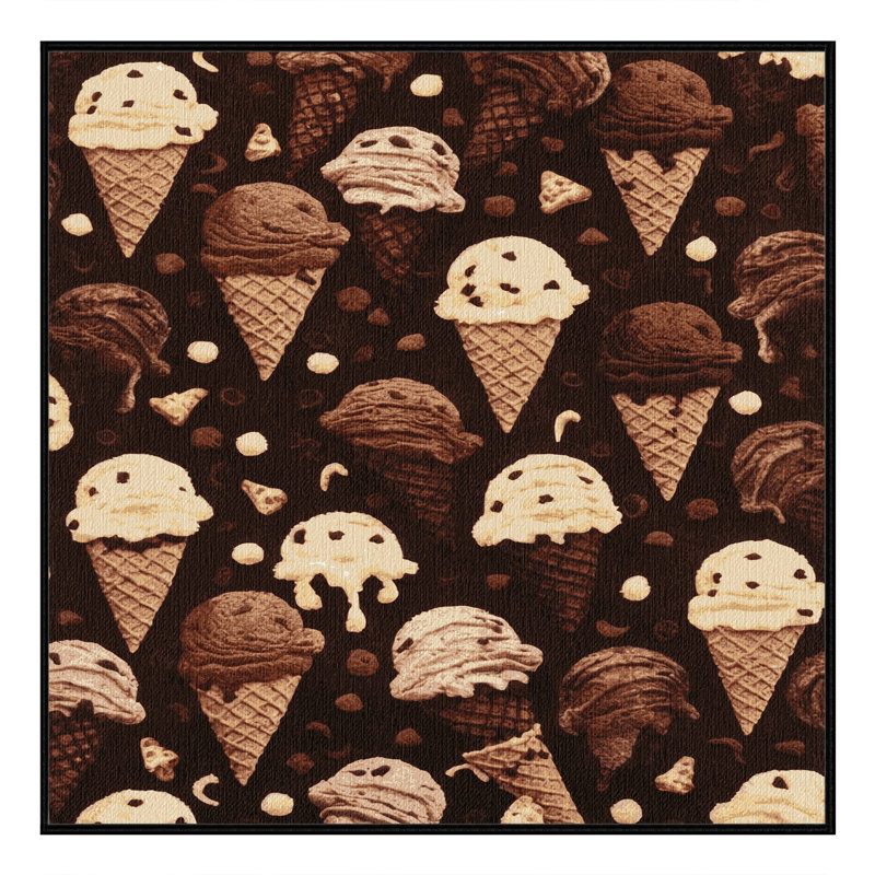  Tapis lavable crème glacée chocolat et desserts, Carré 6 pi