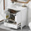 Ensemble de meuble-lavabo 30 po avec lavabo, armoire de salle de bain multifonctionnelle avec portes et tiroir, cadre solide et panneau de fibres à densité moyenne (blanc)