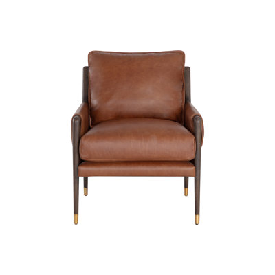 28.25'' Wide Genuine Leather Top Grain Leather Lounge Chair - Brown