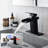 Modern Bathroom Sink Faucet, Black Waterfall With Deck Plate, One Handle, Solid Brass Build Faucet Plate For Bathroom,-126706893