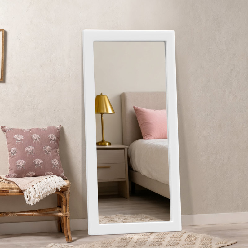 Miroir mural en bois surdimensionné pleine grandeur, 65 po x 30 po, Blanc