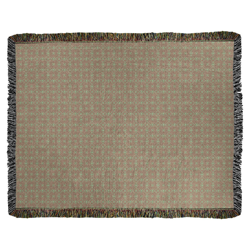 Couverture en coton tissé Katelyn Elizabeth, l 50 po x L 60 po, Brun / Vert