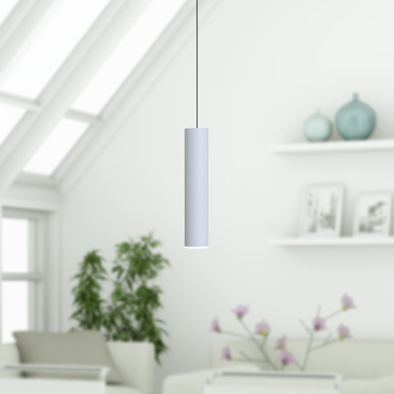 Luminaire suspendu cylindrique à 1 lumière Nevcivan, Blanc