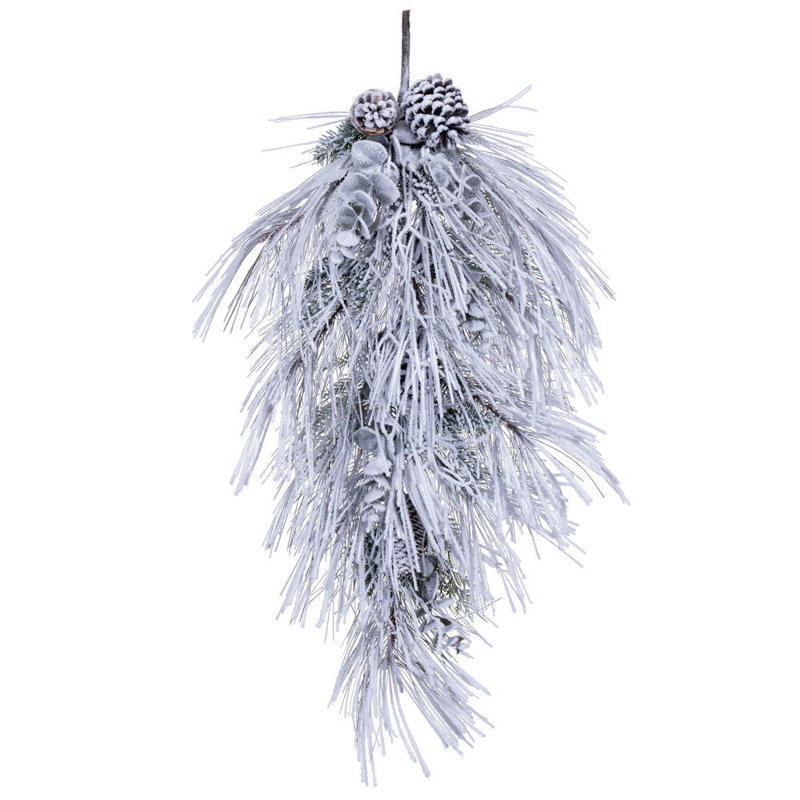 Ophelia & Co. 36" Artificial Flocked Green Long-Needle Christmas Teardrop Unlit.