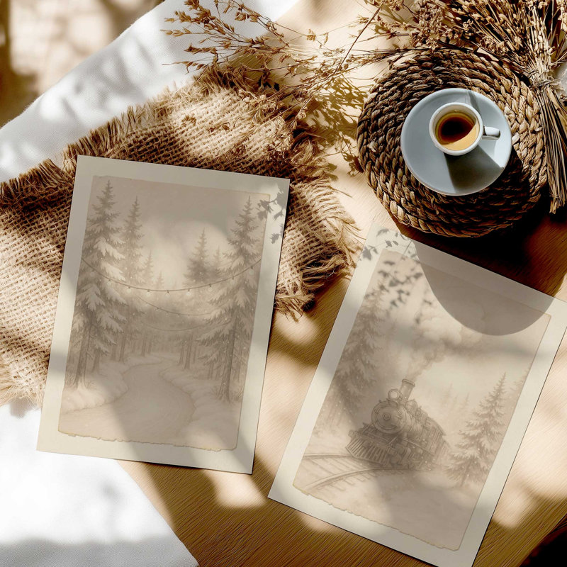 «Snowfall Sketches», ensemble de 2 reproductions d'art