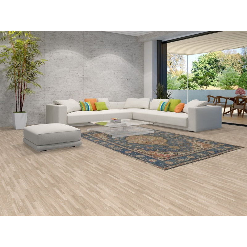 Tapis traditionnel en laine à motif géométrique bleu 7 x 10