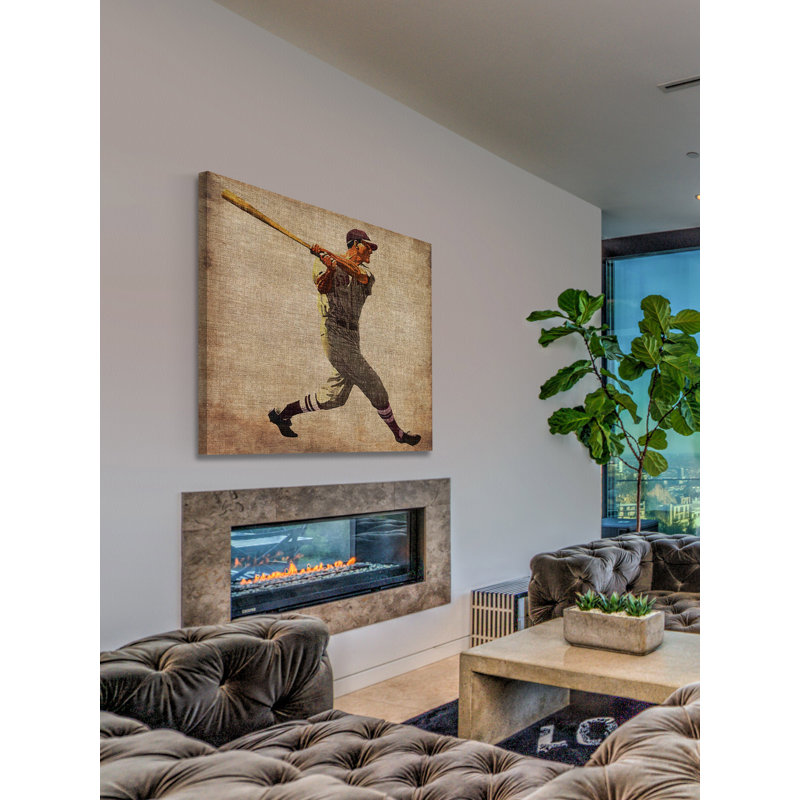 «Vintage Baseball Swing», reproduction sur toile tendue, H 18 po x l 18 po x P 1,5 po