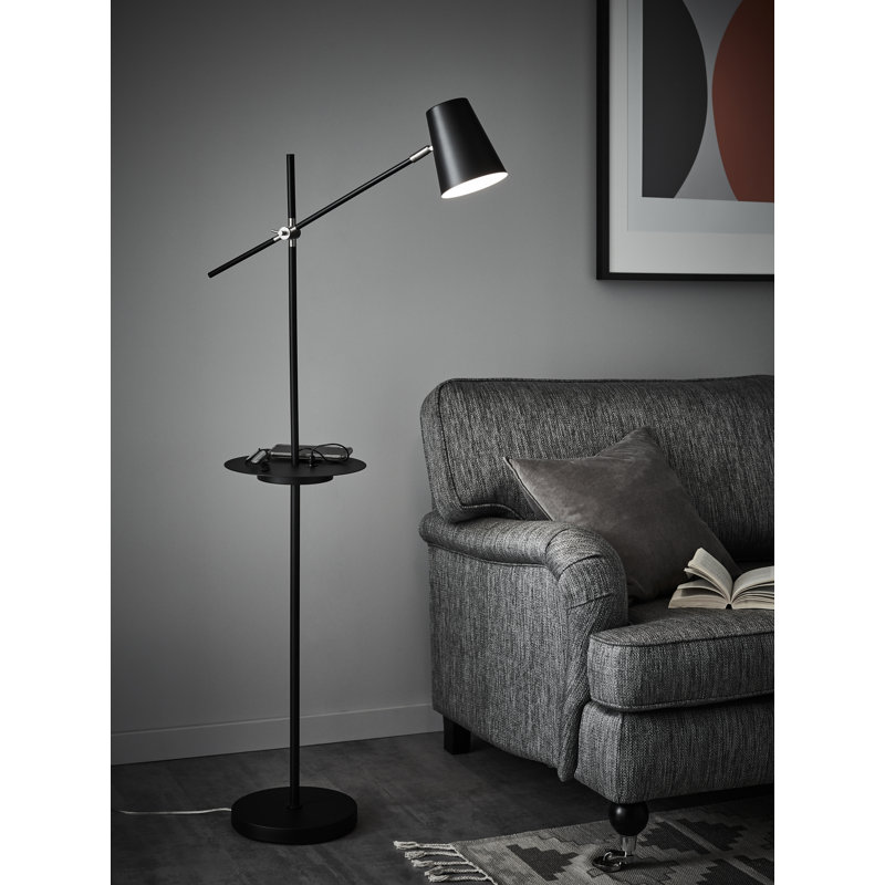 Evered 144cm Tray Table Floor Lamp with USB, Black