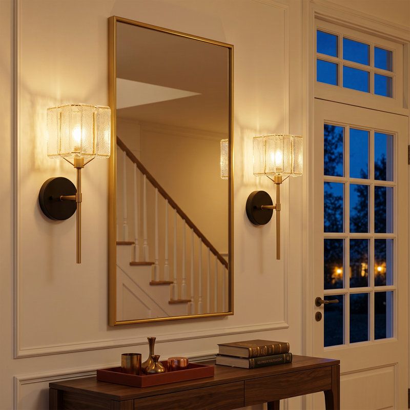1-Light Frosted Glass Wall Sconce, 2