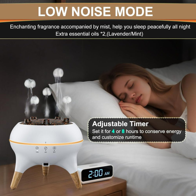 Diffuseur d'huiles essentielles brume méduse dansant avec musique aromathérapie, 7 lumières colorées, diffuseur d'huiles pour la maison