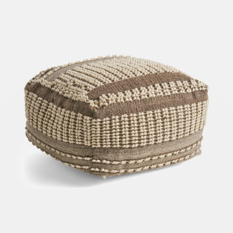 Bayliegh Upholstered Ottoman,Rustic Wool and Cotton Large Pouf